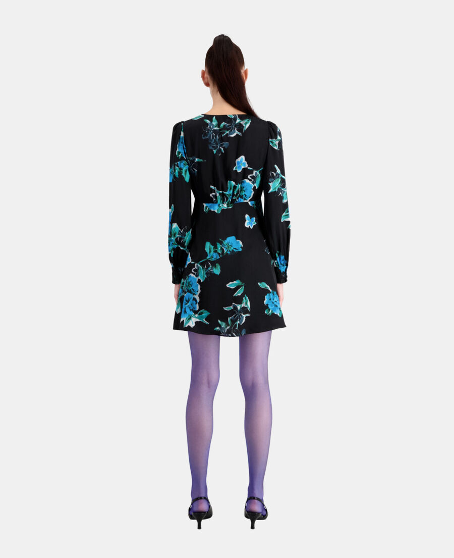 short printed dress with lace details