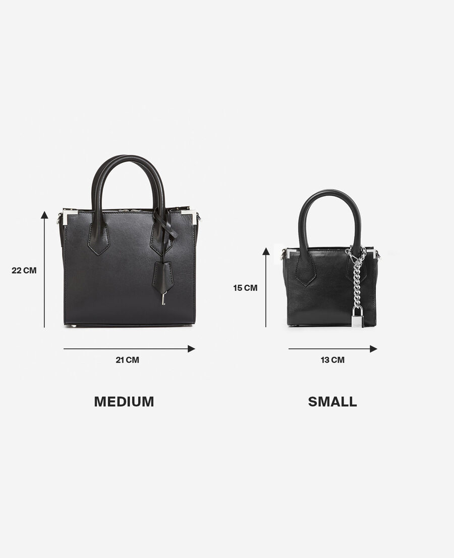 studded medium ming bag in black leather