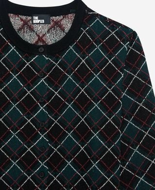 The Kooples F BLACK DARK GREEN black check cardigan