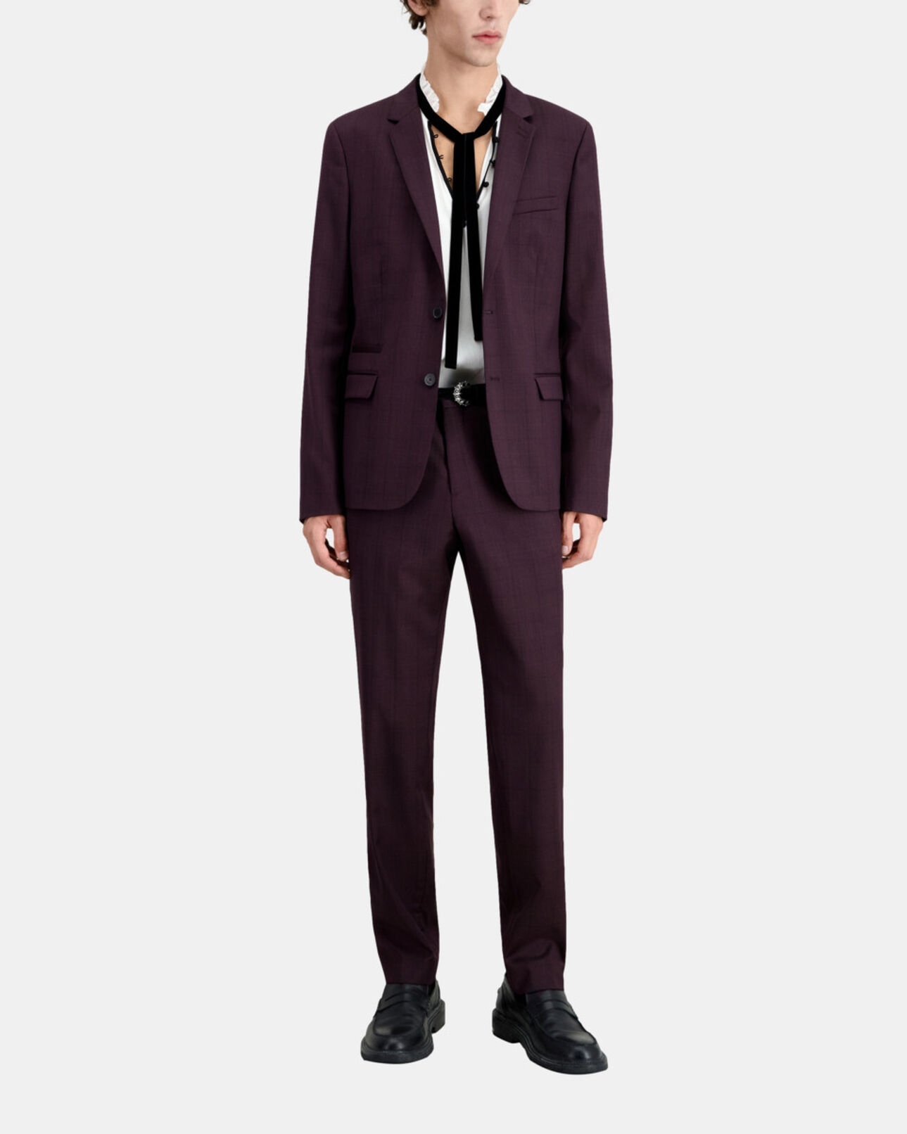 The Kooples HERREN BORDEAUX karierte bordeauxrote anzugjacke aus wolle