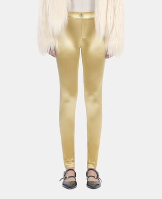 The Kooples DAMEN ANTIC GOLD goldene leggings aus satin