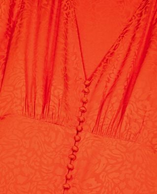The Kooples DAMEN ORANGE RED langes kleid aus jacquard mit leopardenmuster orange