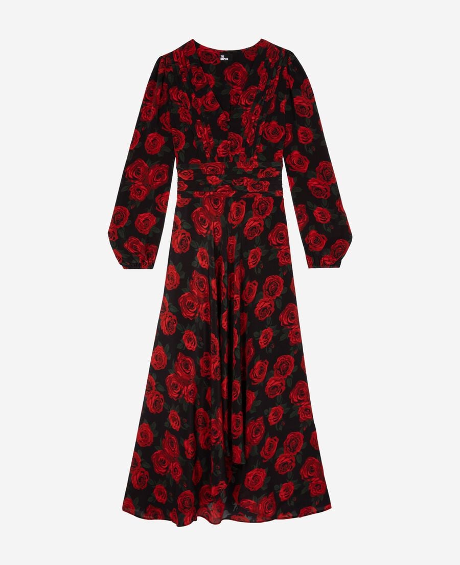 The Kooples F BLACK - RED red floral print maxi dress