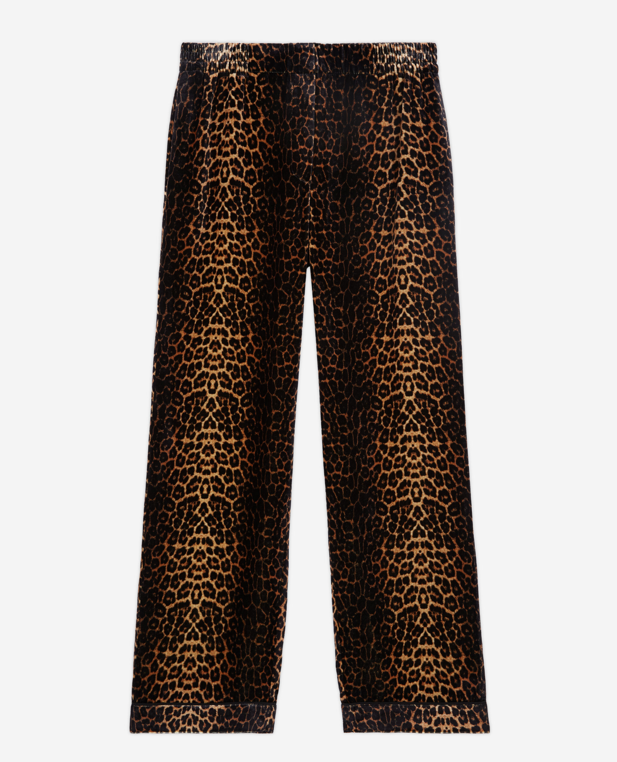 Flowing velvet pants with leopard print