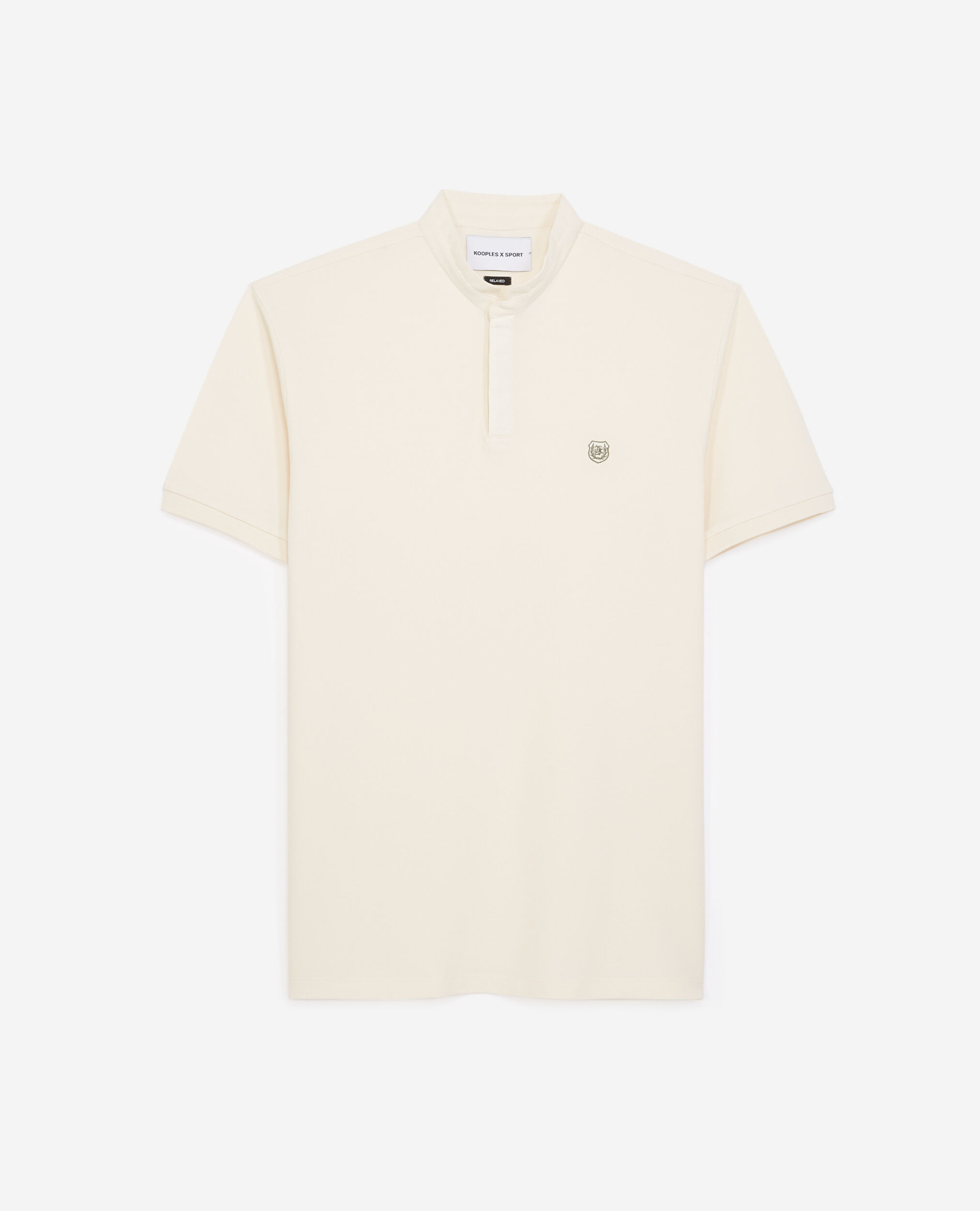 Weißes Baumwoll-Poloshirt mit grüner Paspel, ANTIQUE WHT / DUSTY OLIVE, hi-res image number null