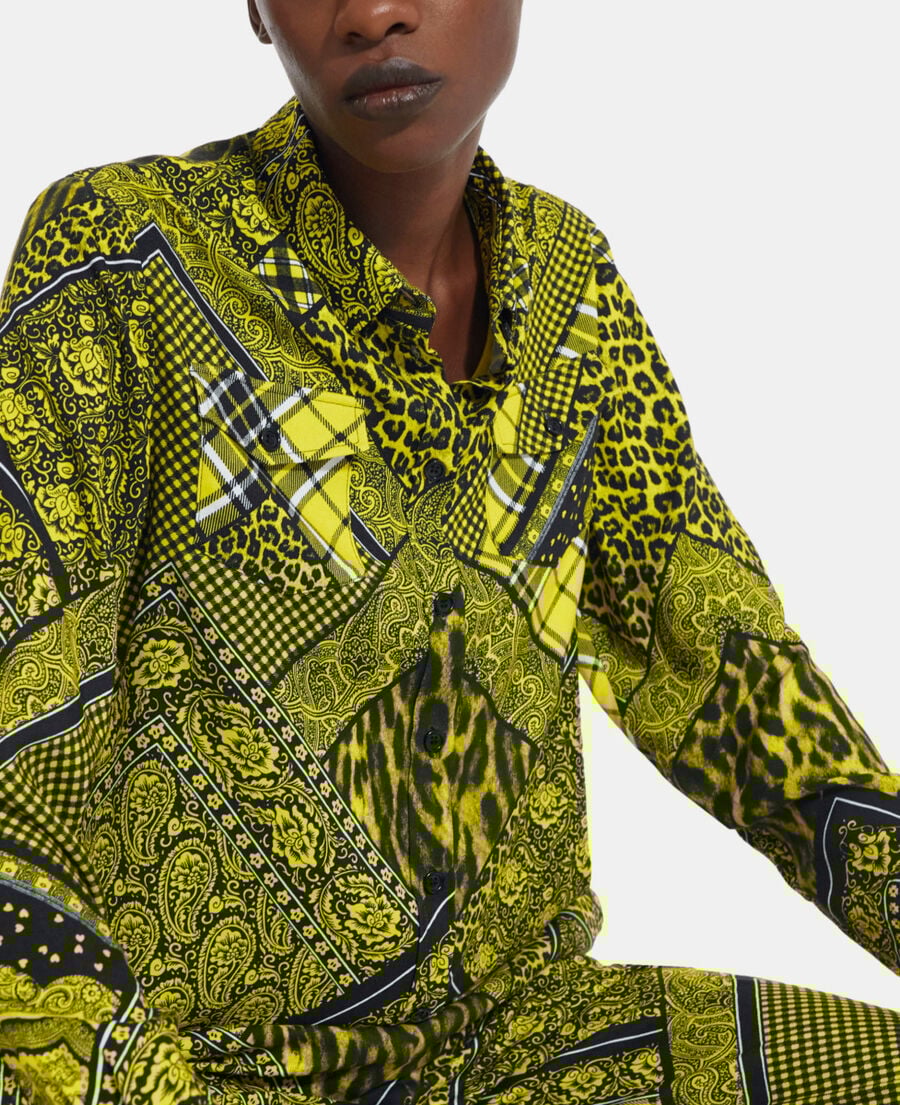 The Kooples F BLACK / YELLOW printed shirt