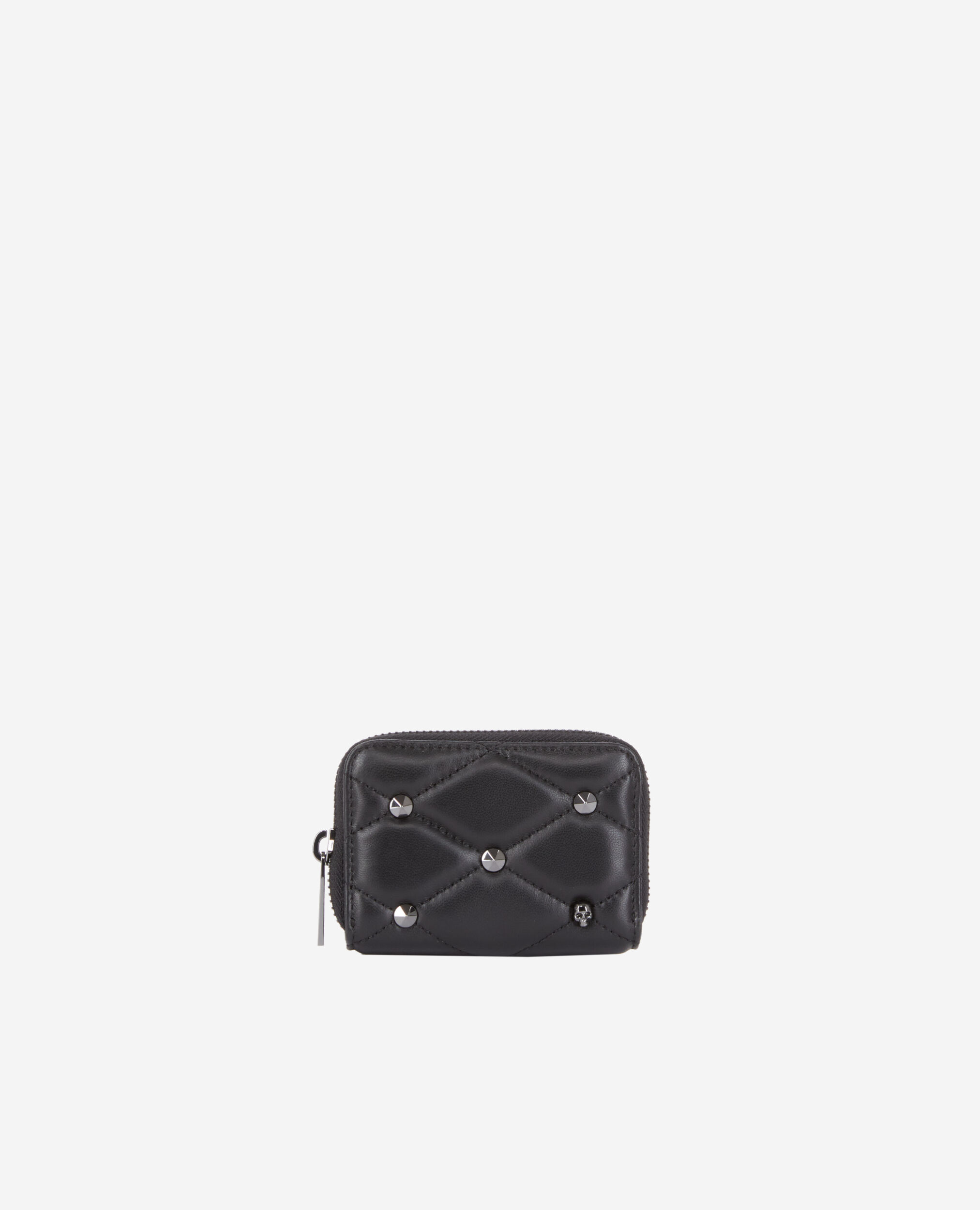 Heritage medium black leather pouch with skulls | The Kooples - Canada