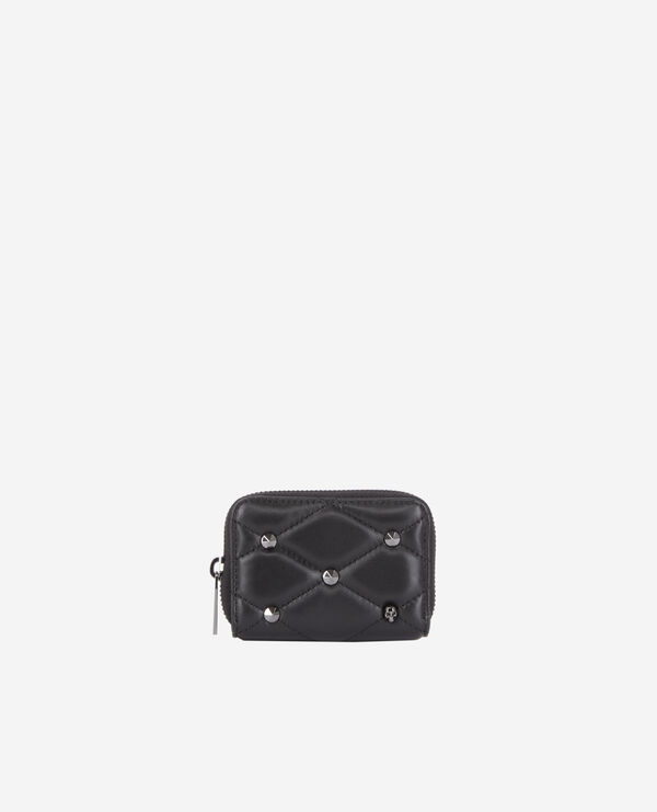 black quilted leather coin purse