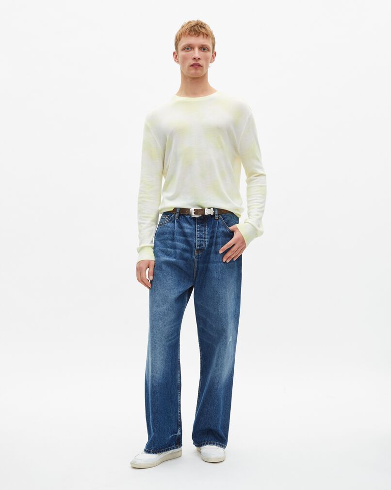 The Kooples HOMME YELLOW - ECRU pull en laine mérinos tie and dye jaune