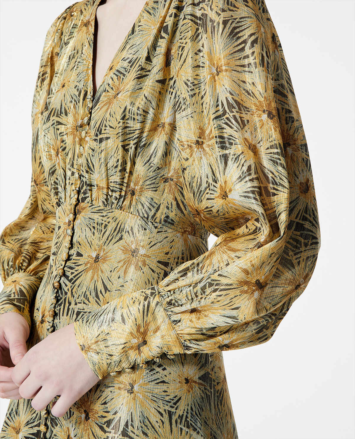 The kooples gold clearance leaf printed maxi