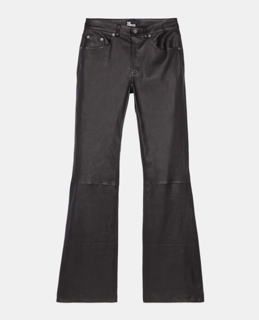 The Kooples FEMME BLACK pantalon flare en cuir noir