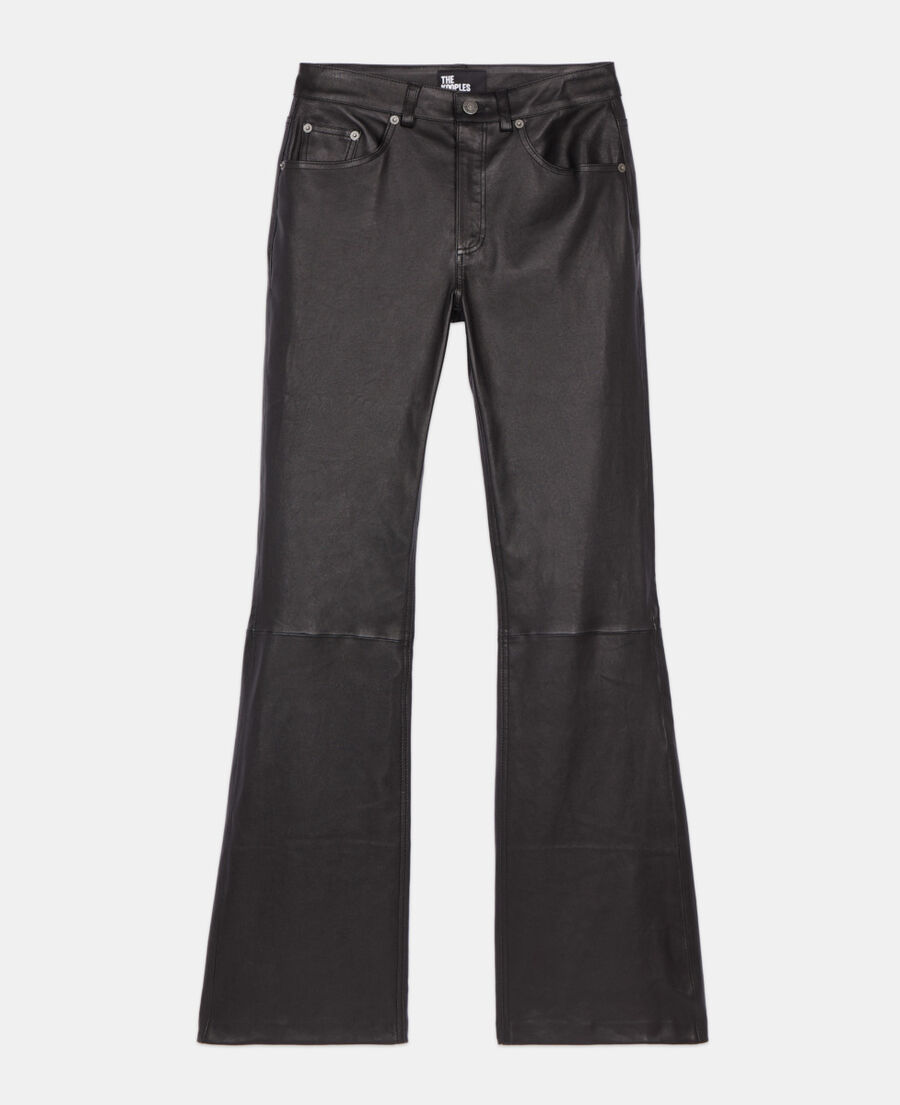 The Kooples WOMEN BLACK black leather flare trousers