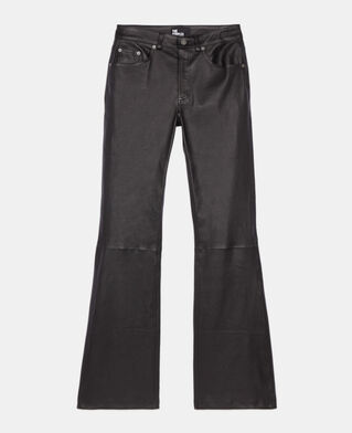 The Kooples WOMEN BLACK black leather flare trousers