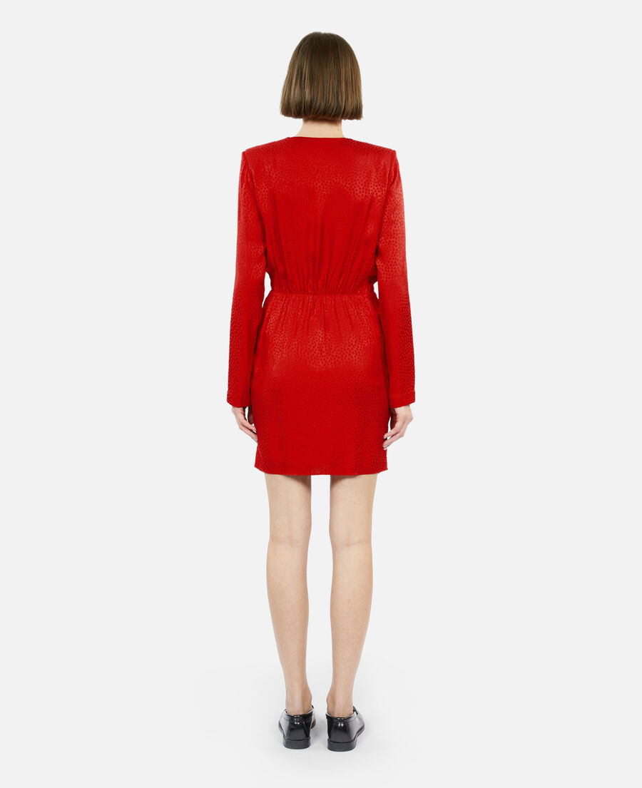 vestido corto rojo lunares jacquard