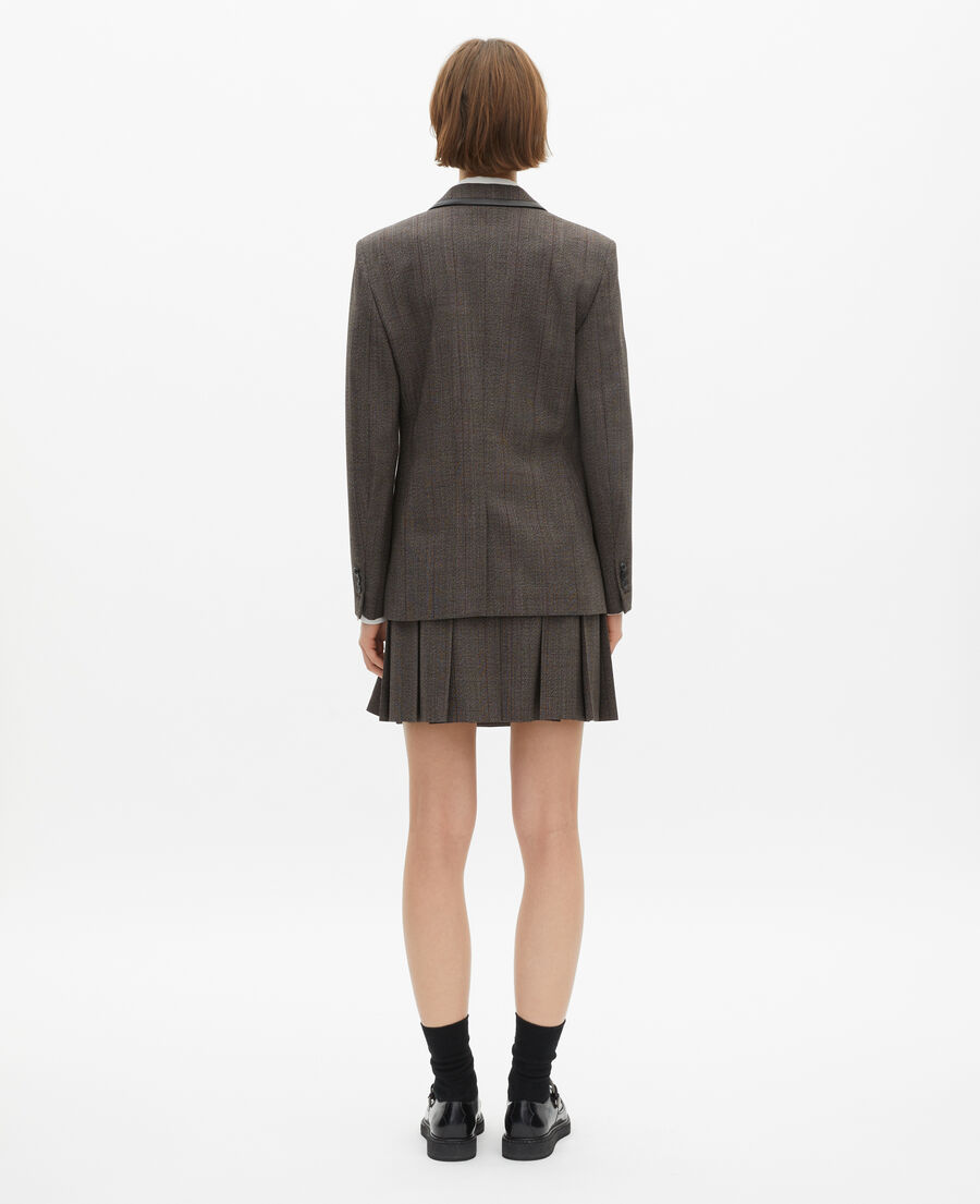 The Kooples WOMEN BROWN prince of wales jacket in brown wool