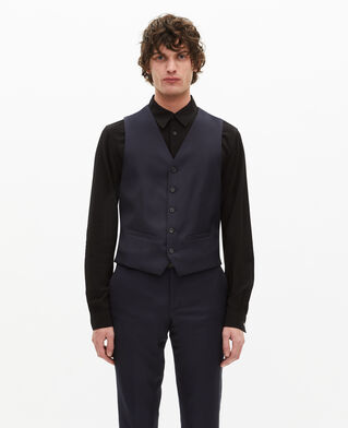 The Kooples HOMME DARK NAVY gilet de costume en laine bleu marine