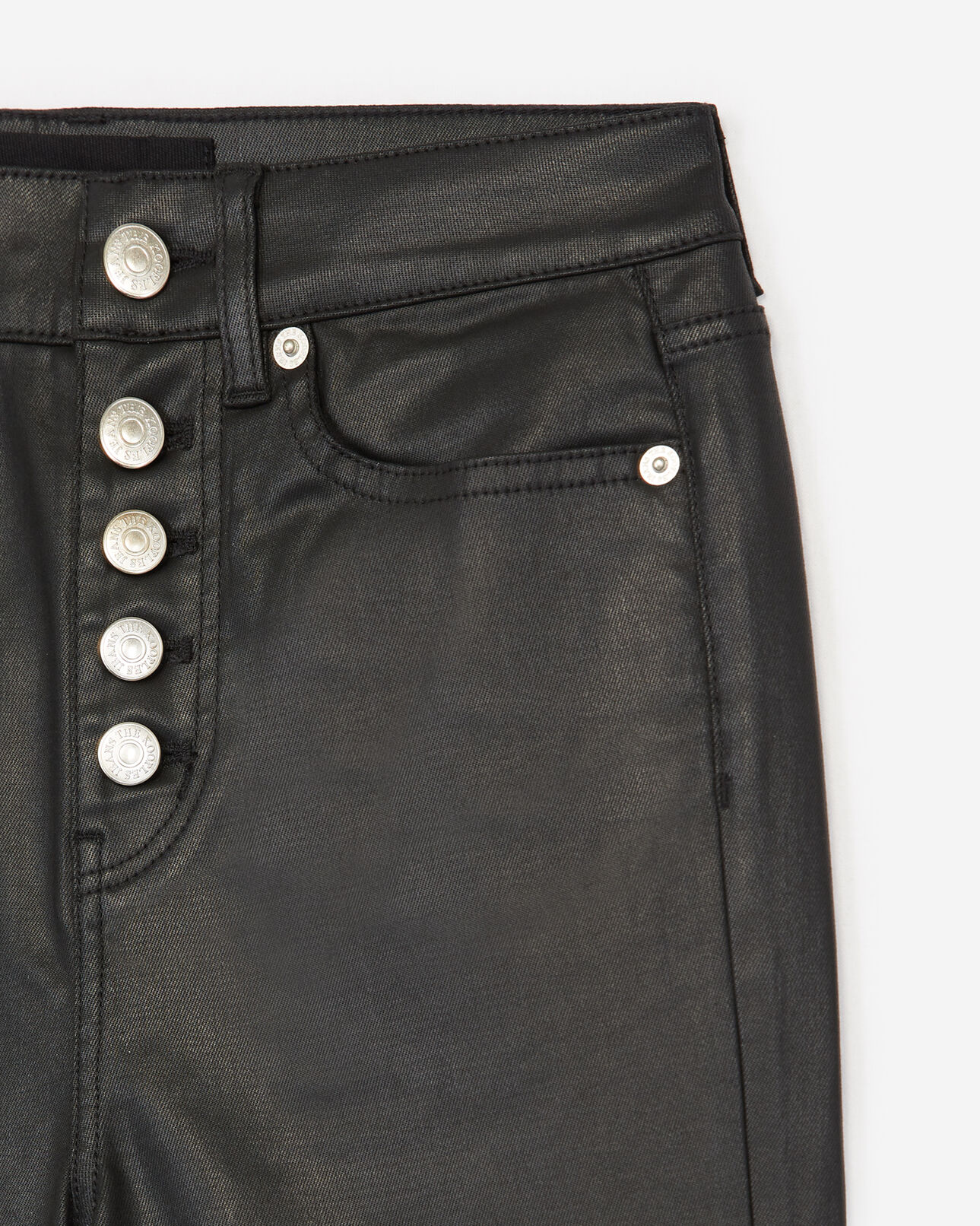 The Kooples DAMEN BLACK geknöpfte slim-fit-jeans in lederoptik