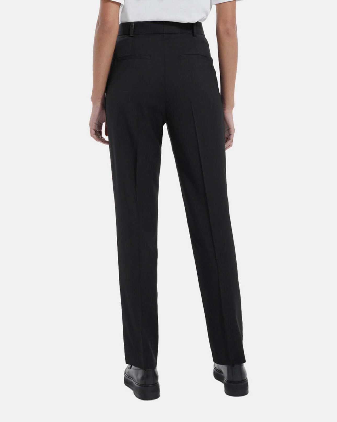 The Kooples DAMEN BLACK anzughose schwarz wolle lederdetail