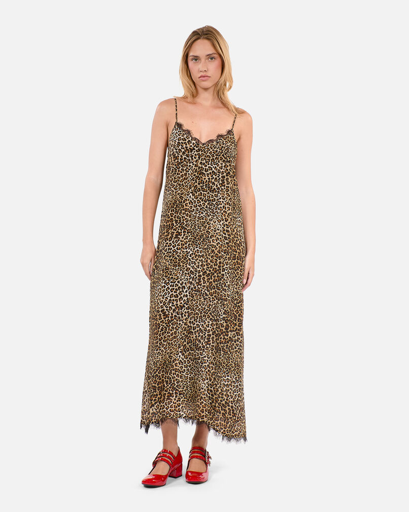 The Kooples WOMEN LEOPARD printed long silk-blend slipdress