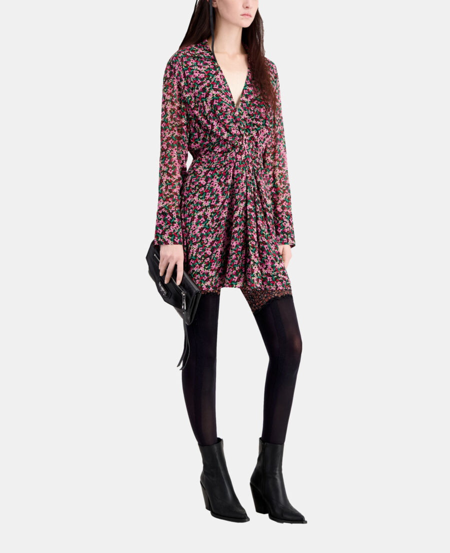 The Kooples F MULTICOLOR short printed dress with draping