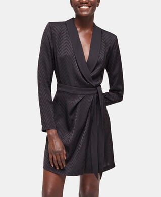The Kooples WOMEN BLACK short printed wrap dress