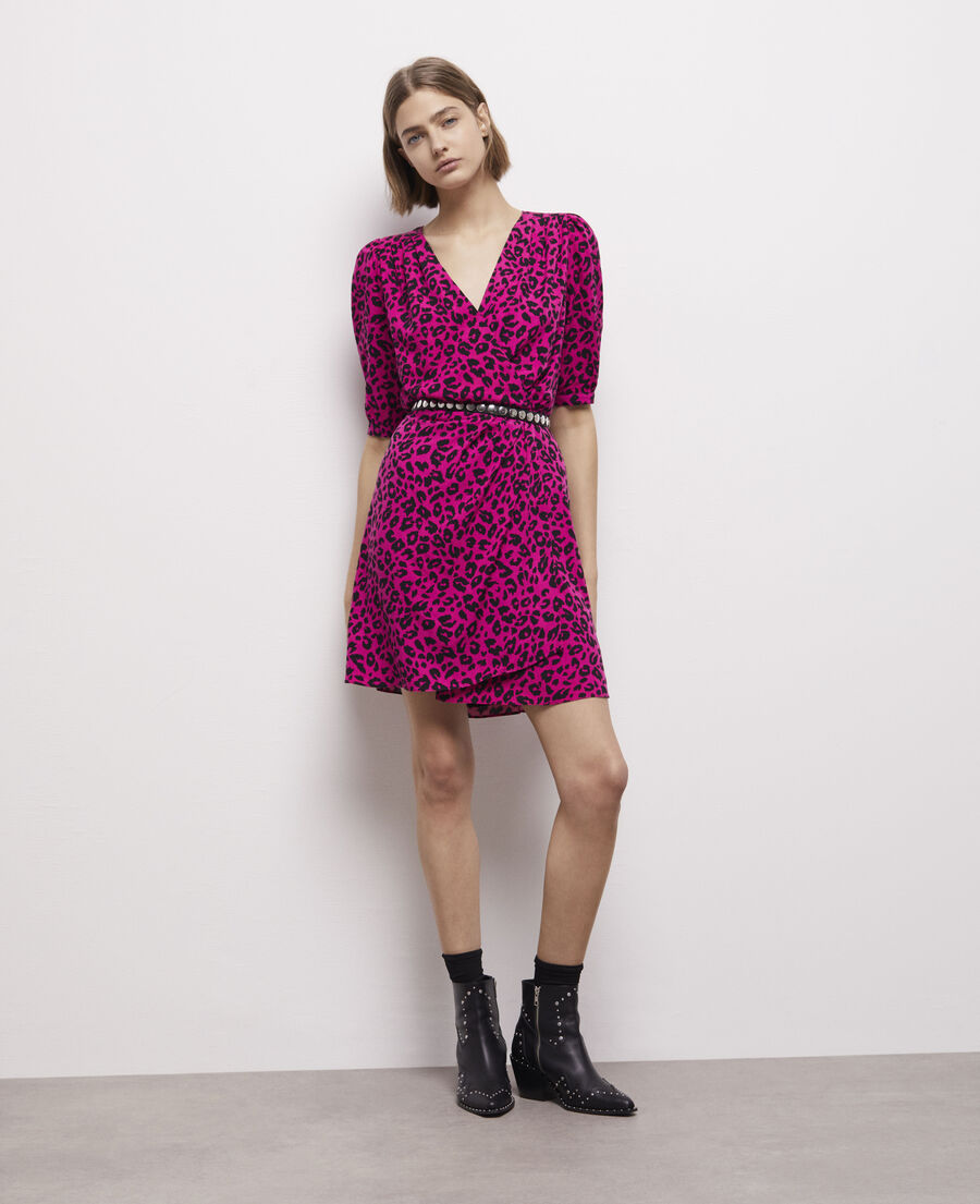 vestido cruzado corto estampado