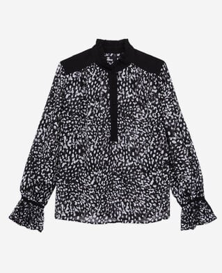 The Kooples FEMME BLACK WHITE top imprimé avec détails contrastés