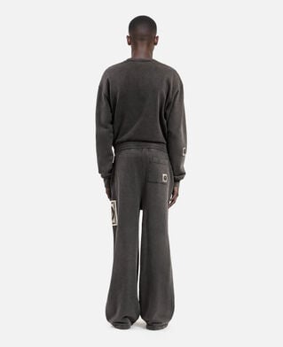 The Kooples HOMME BLACK WASHED bas de jogging droit avec patchs noir