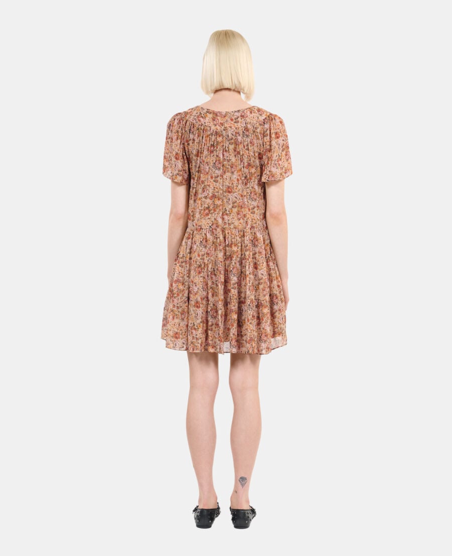 The Kooples WOMEN CAMEL / BROWN floral print short dress