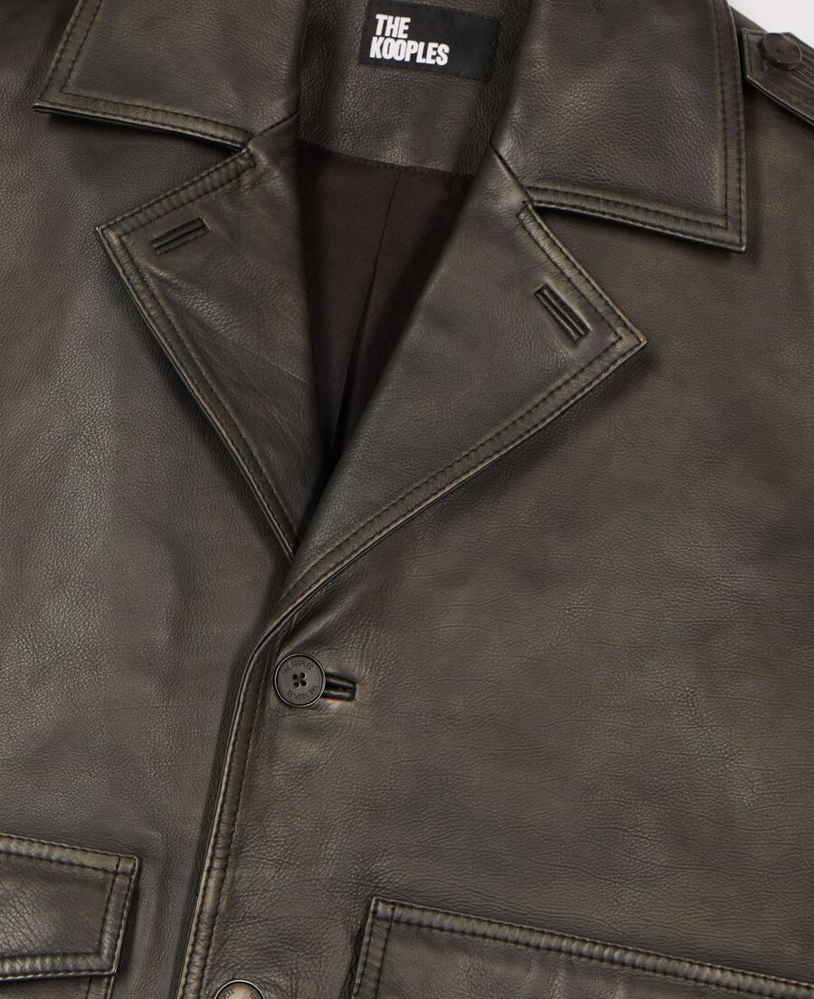 The Kooples HERREN BLACK gekn&ouml;pfte jacke aus schwarzem leder