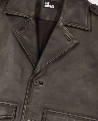 The Kooples HERREN BLACK gekn&ouml;pfte jacke aus schwarzem leder