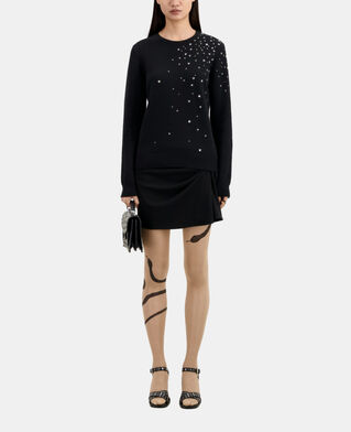 The Kooples FEMME BLACK pull noir en mélange de cachemire avec étoiles