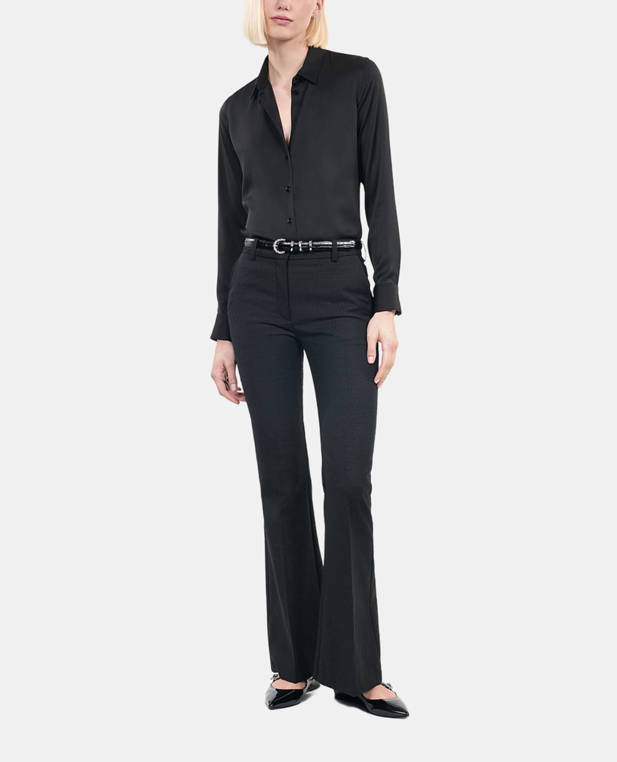 Chemise en soie noire, BLACK, hi-res image number null