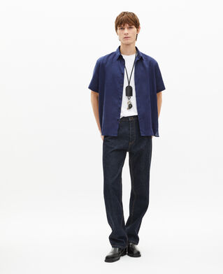 The Kooples H NAVY short-sleeved navy linen shirt
