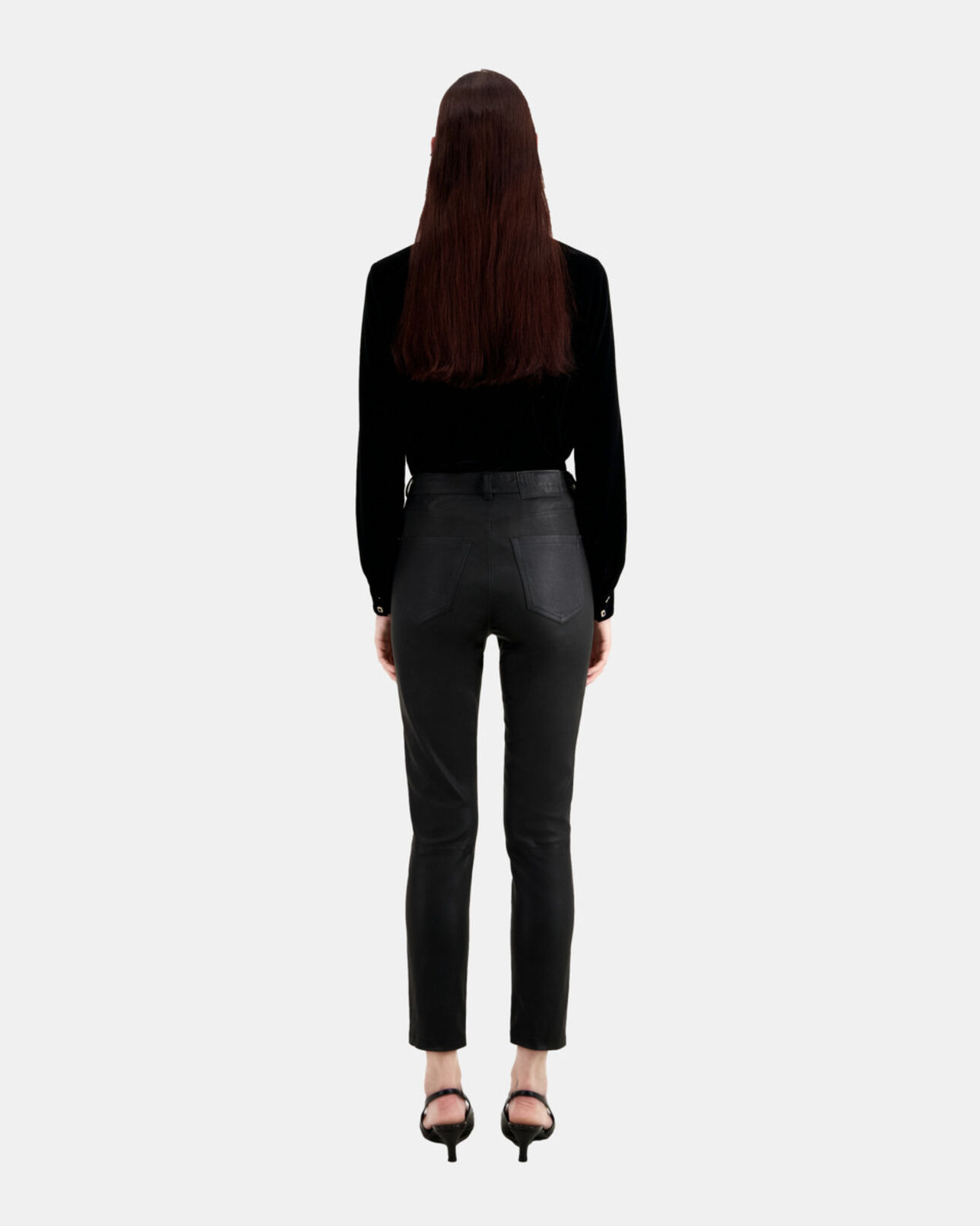 The Kooples WOMEN BLACK black leather skinny trousers