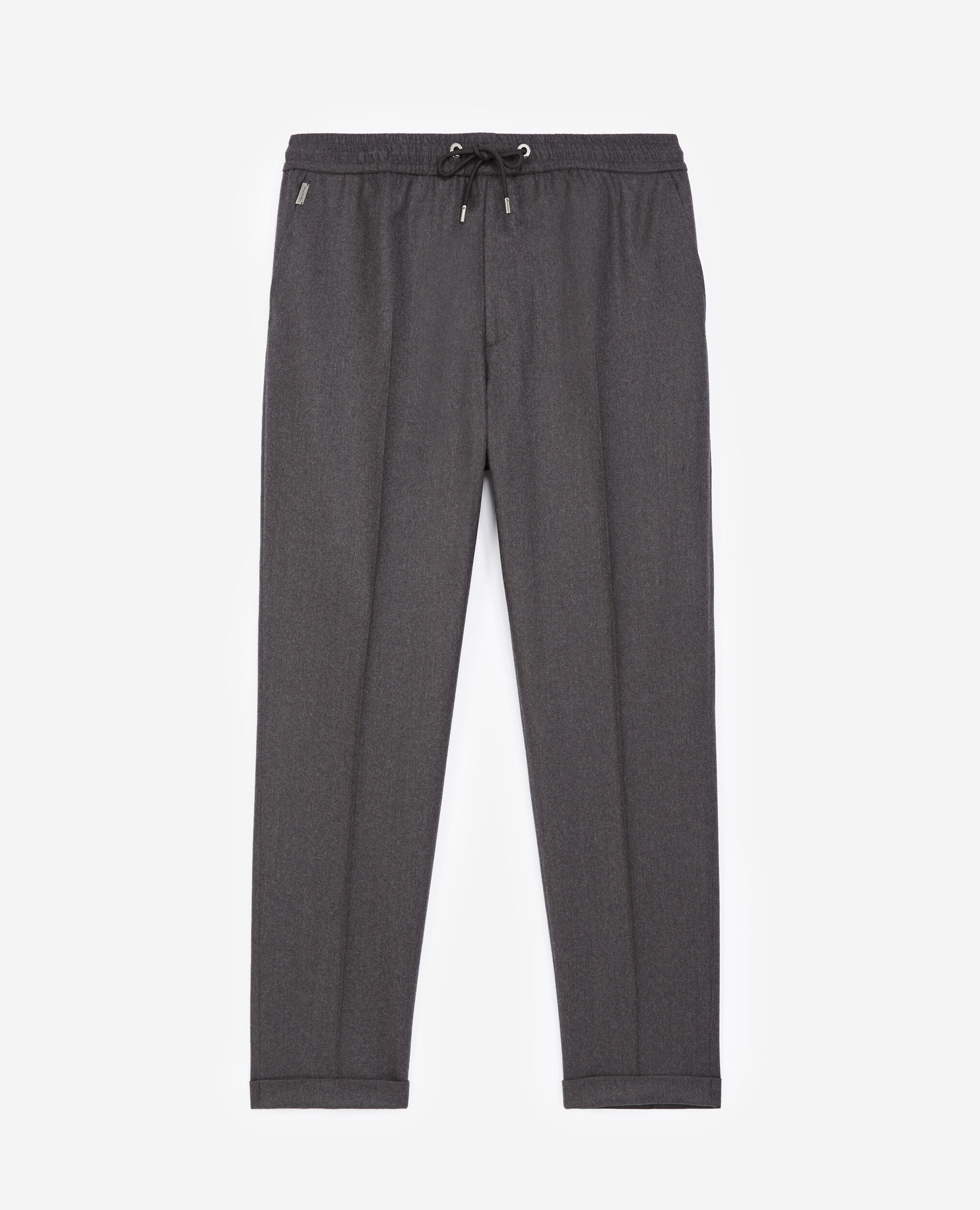Pantalon laine gris à élastique, DARK GREY, hi-res image number null