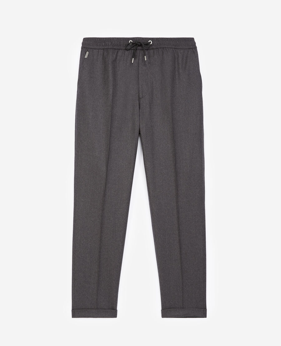 pantalon laine gris à élastique