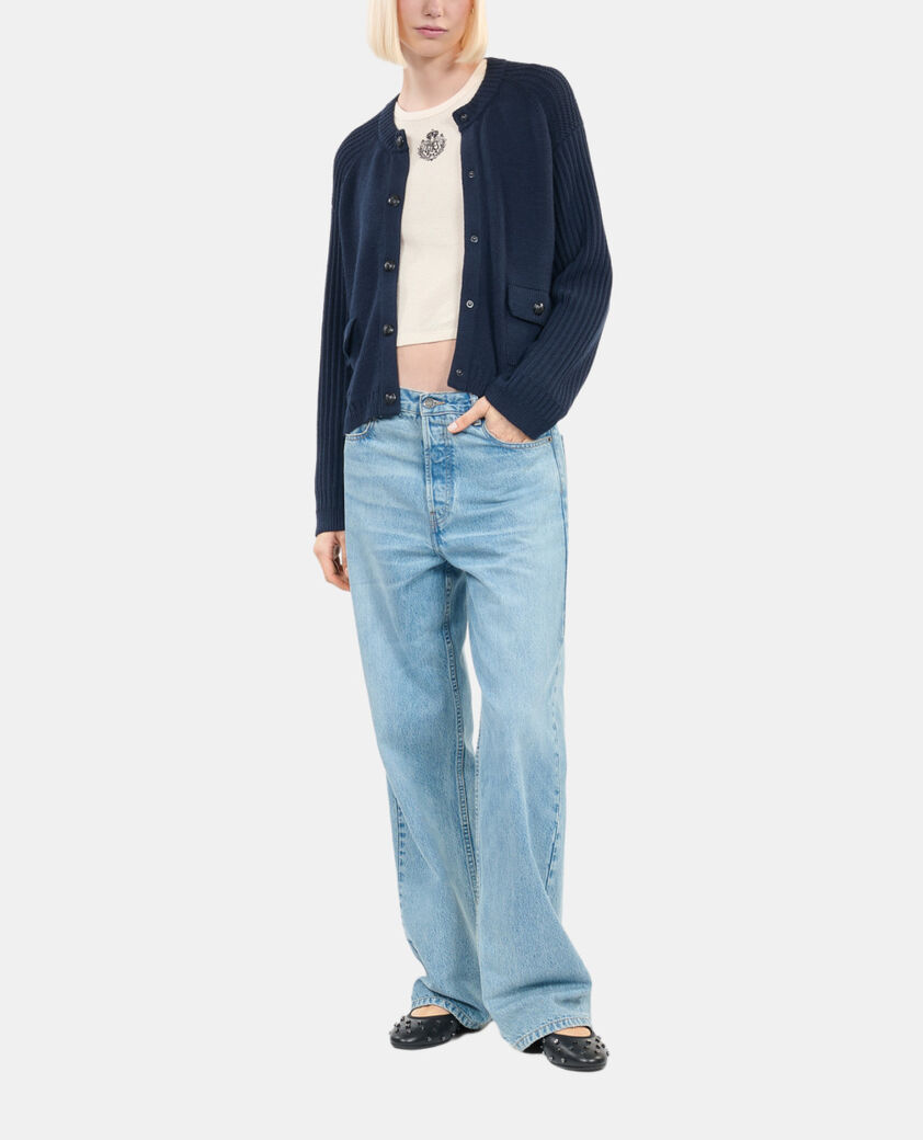 The Kooples FEMME DARK BLUE cardigan en laine bleu marine