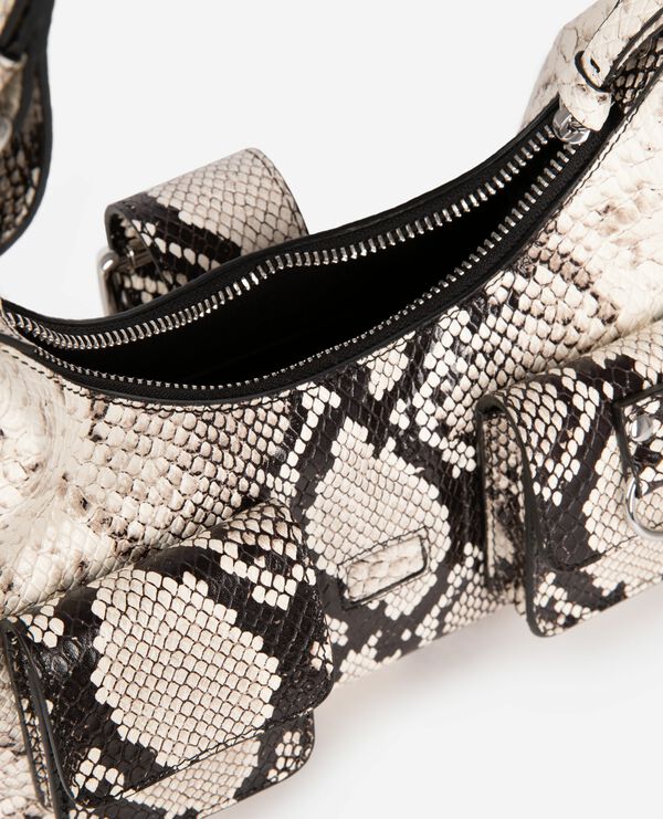 The Kooples WOMEN BLACK WHITE amelia small bag in python-effect leather