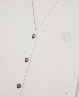 The Kooples MEN LIGHT GREY button-down cardigan in grey jersey