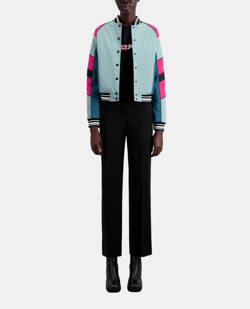 The Kooples DAMEN CELADON kurze jacke mit mehrfarbigem patchwork-motiv