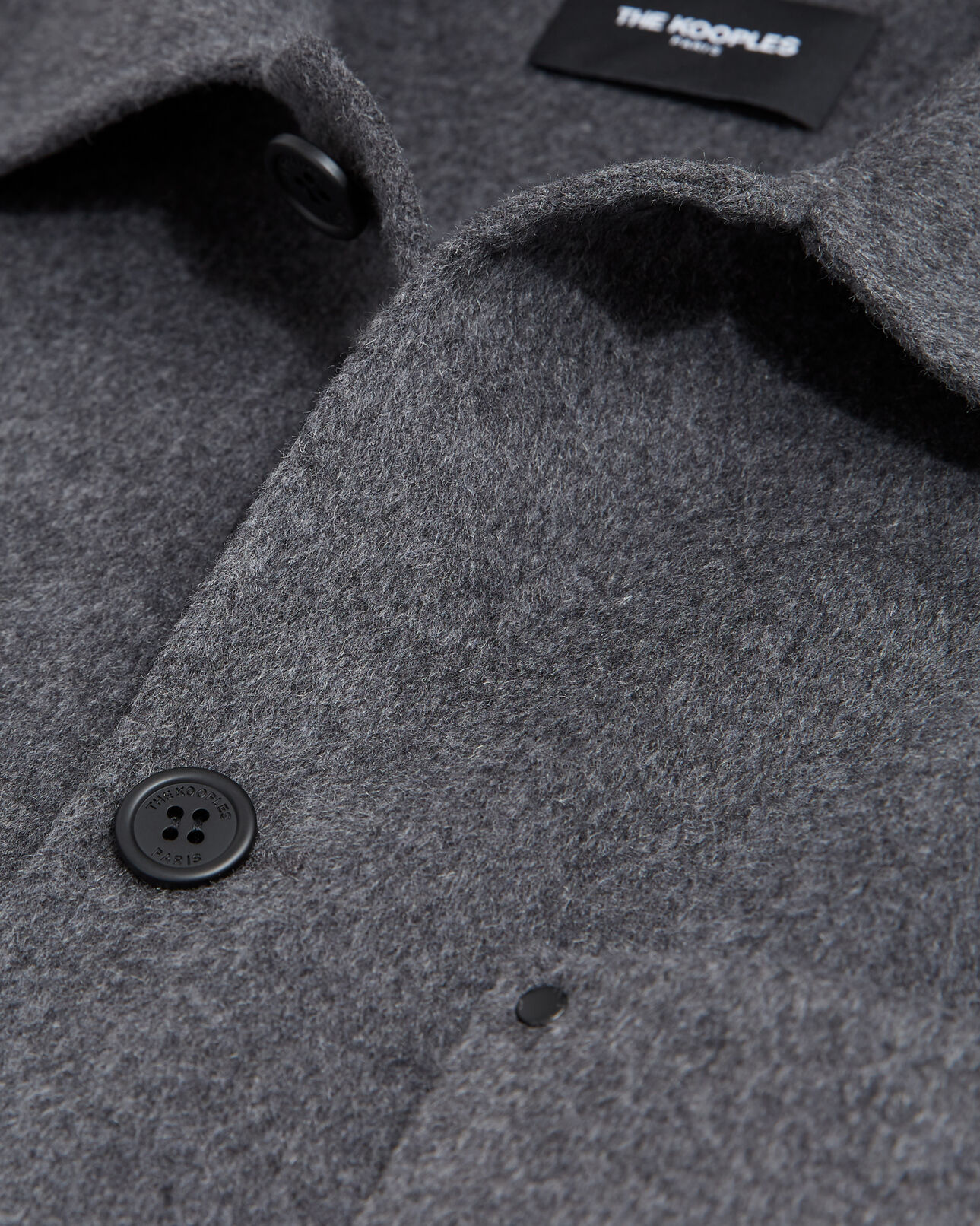 The Kooples HERREN GREY wollhemd grau meliert klassischer kragen