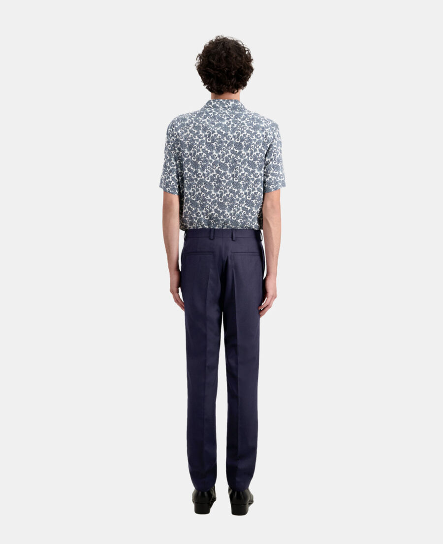 The Kooples HOMME NAVY pantalon de costume bleu marine en flanelle