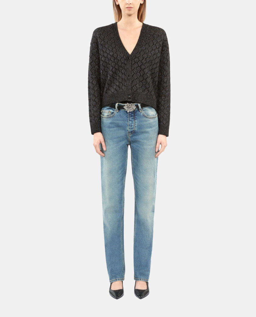 The Kooples FEMME BLACK cardigan en laine avec détails noir