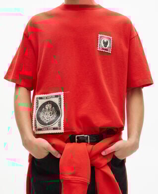 The Kooples MEN RED t-shirt with red patches