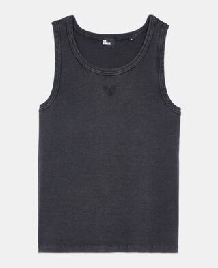 The Kooples MEN BLACK WASHED black kooples heart tank top
