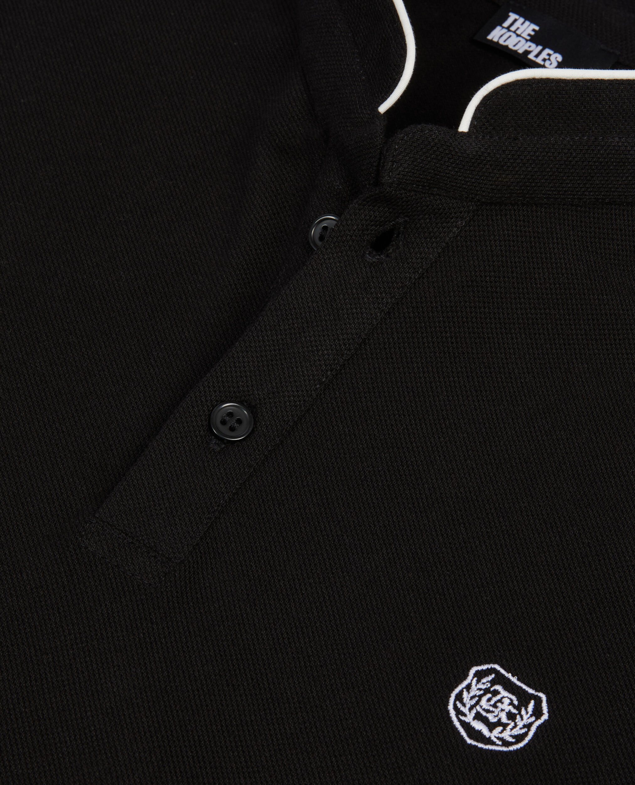Polo noir en coton piqué, BLACK / WHITE, hi-res image number null