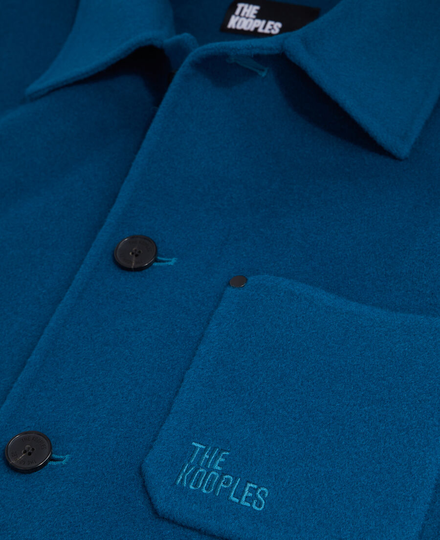 chaqueta tipo sobrecamisa azul lana