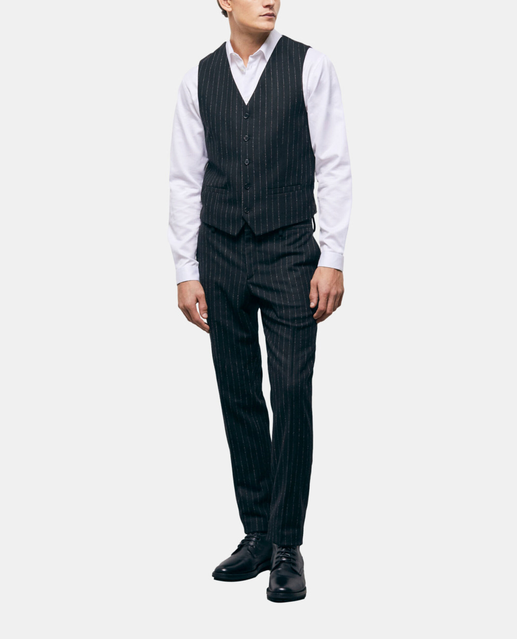 Striped suit vest, BLACK WHITE, hi-res image number null