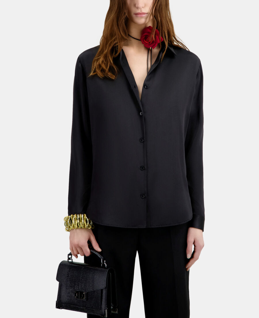 The Kooples WOMEN BLACK black silk shirt